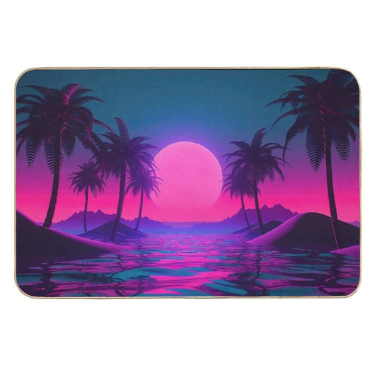 Neon Tides A Vaporwave Celebration of Oceanic Visions  Non-Slip Bath Mat