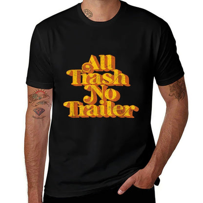 Vintage All Trash No Trailer Funny Country Pride Retro 70s  Cotton T-Shirt