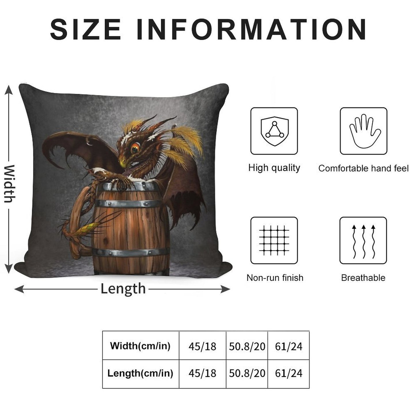 Dark Beer Dragon Soft Hidden Zipper Throw Pillow