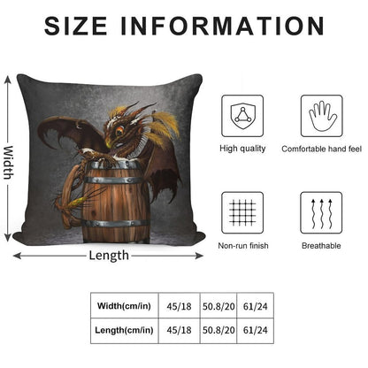 Dark Beer Dragon Soft Hidden Zipper Throw Pillow