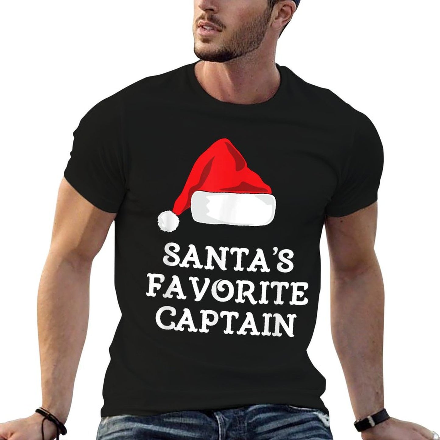 Santas Favorite Captain Xmas Christmas Boat Boating Sailing  Trendy Pattern T-Shirt