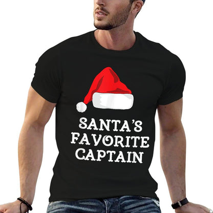 Santas Favorite Captain Xmas Christmas Boat Boating Sailing  Trendy Pattern T-Shirt