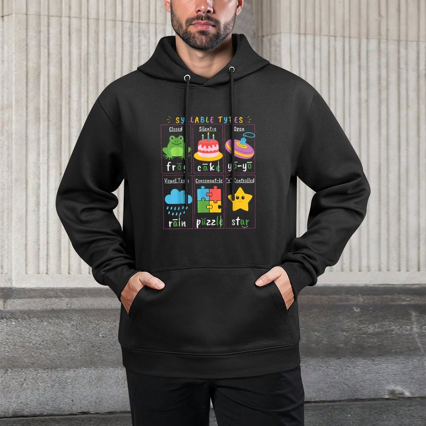 Reading Teacher Syllable Types Phonics Phonemic Awareness All-Day Comfort Hoodie