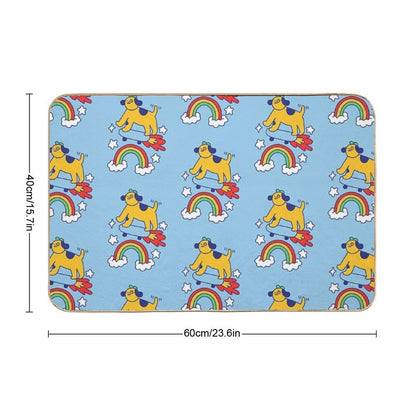 Dog Flying On A Skateboard  Pet-Safe Bath Mat