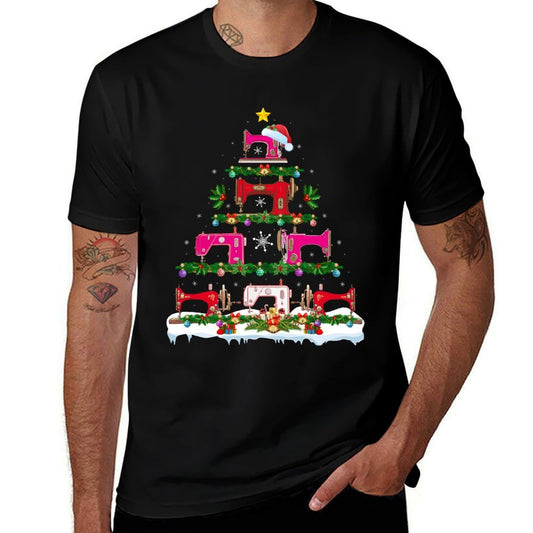 Funny Xmas Lighting Sewing Machine Christmas Tree  Odor-resistant T-Shirt
