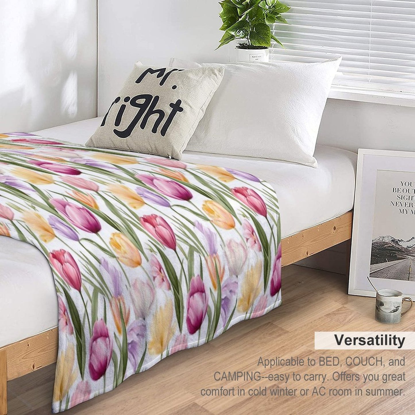 Colourful Tulips Sustainable Throw Blanket