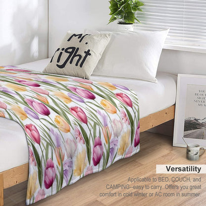 Colourful Tulips Sustainable Throw Blanket
