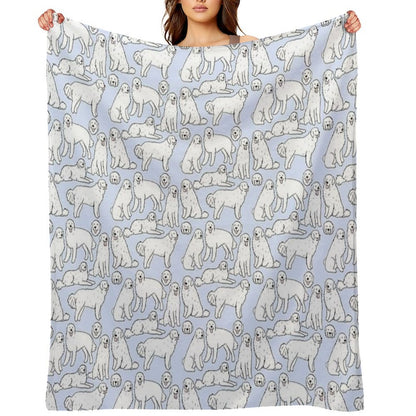 Great Pyrenees Cute Illustration Pattern Quick-dry Throw Blanket