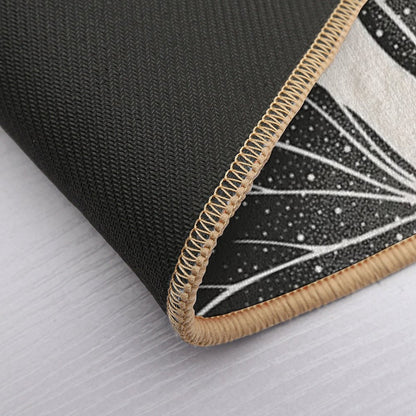 Dragonfly on Leaf with Water Drops, Minimalist Illustration  Easy Maintenance Bath Mat