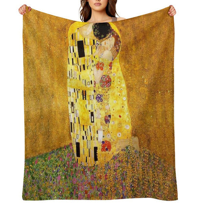 KLIMT THE  KISS Velvety-soft Throw Blanket