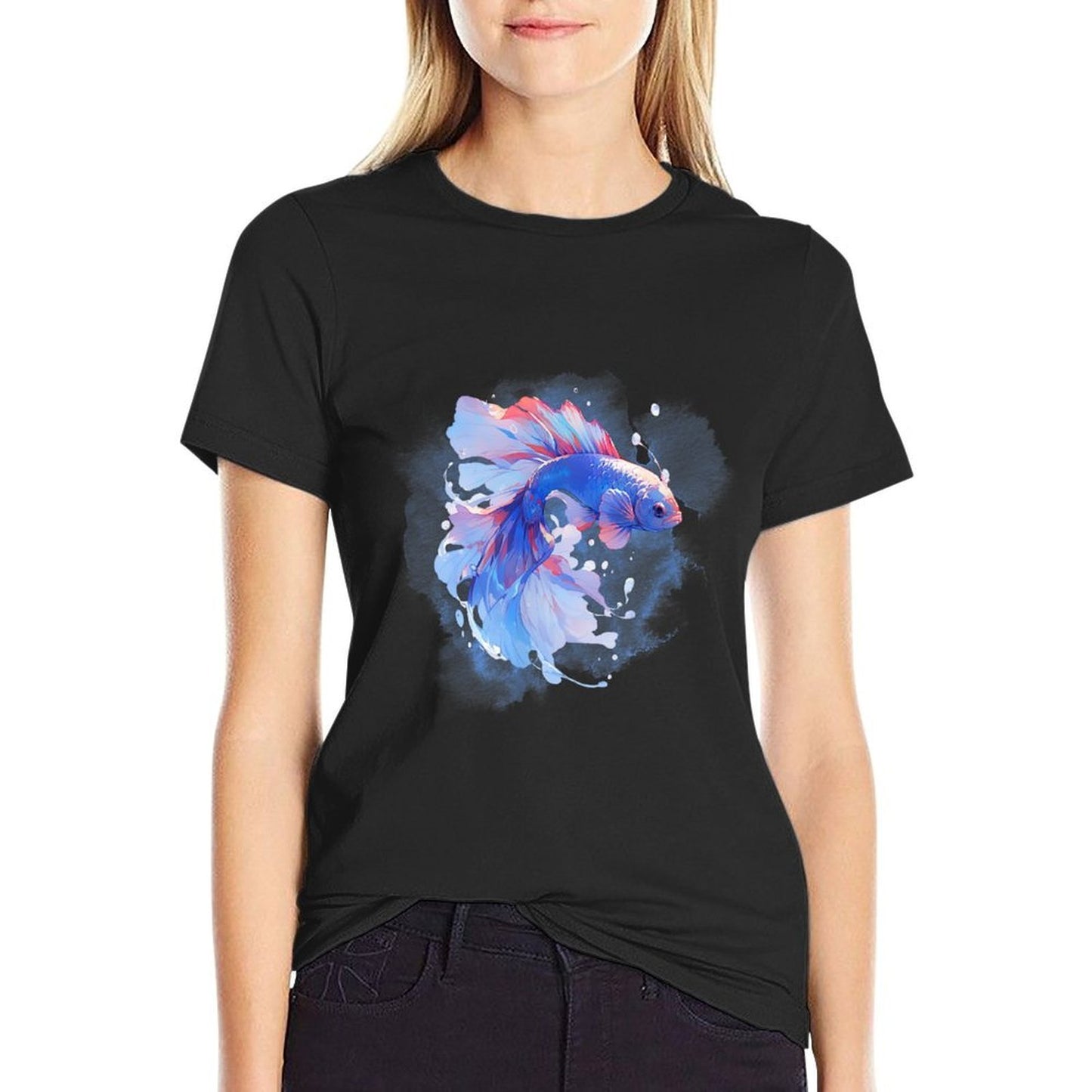 Blue Beta Water Color Tropical Betta Fish Lover -  Easy-care T-Shirt