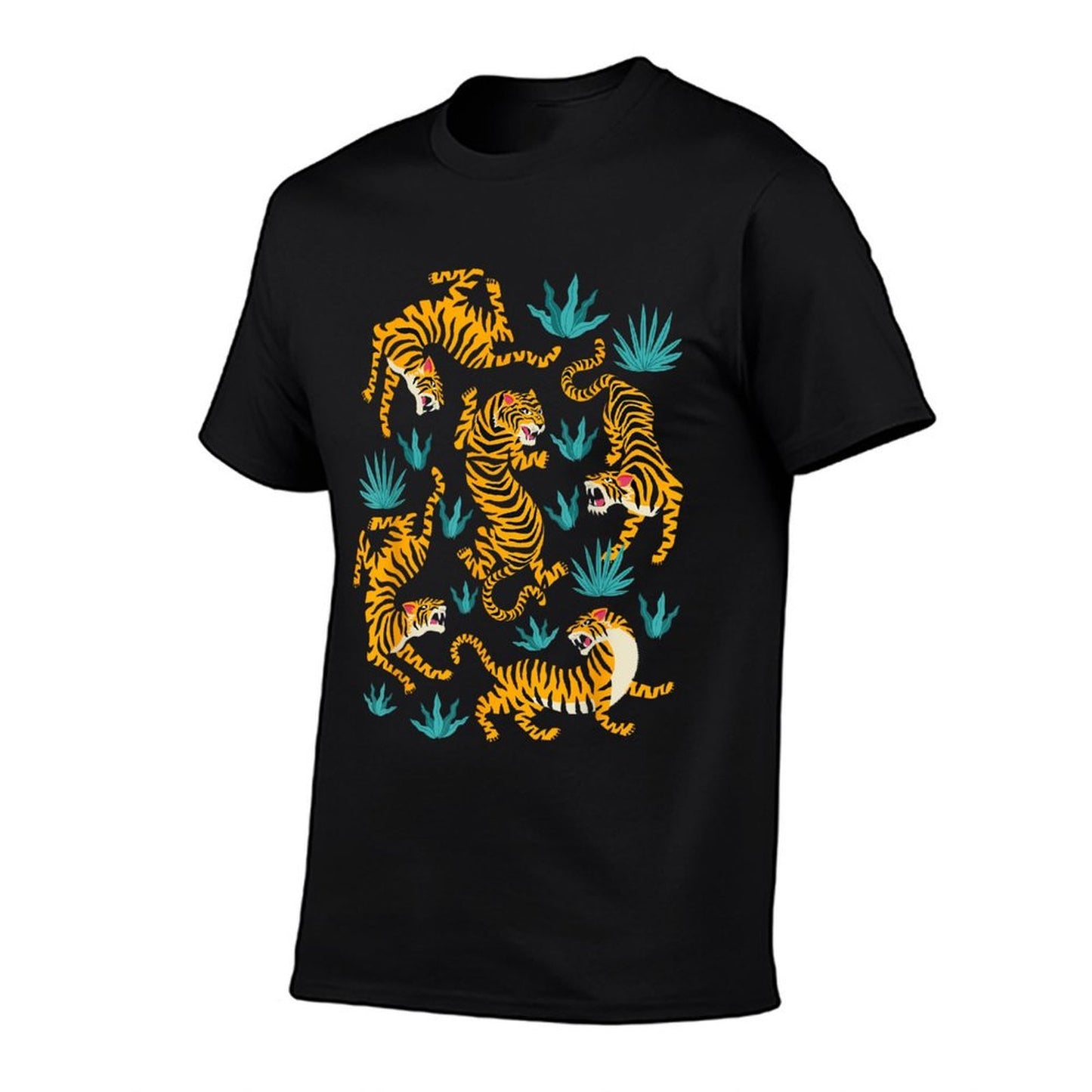 Dancing Tiger Cartoon Graphic  Tagless Design T-Shirt