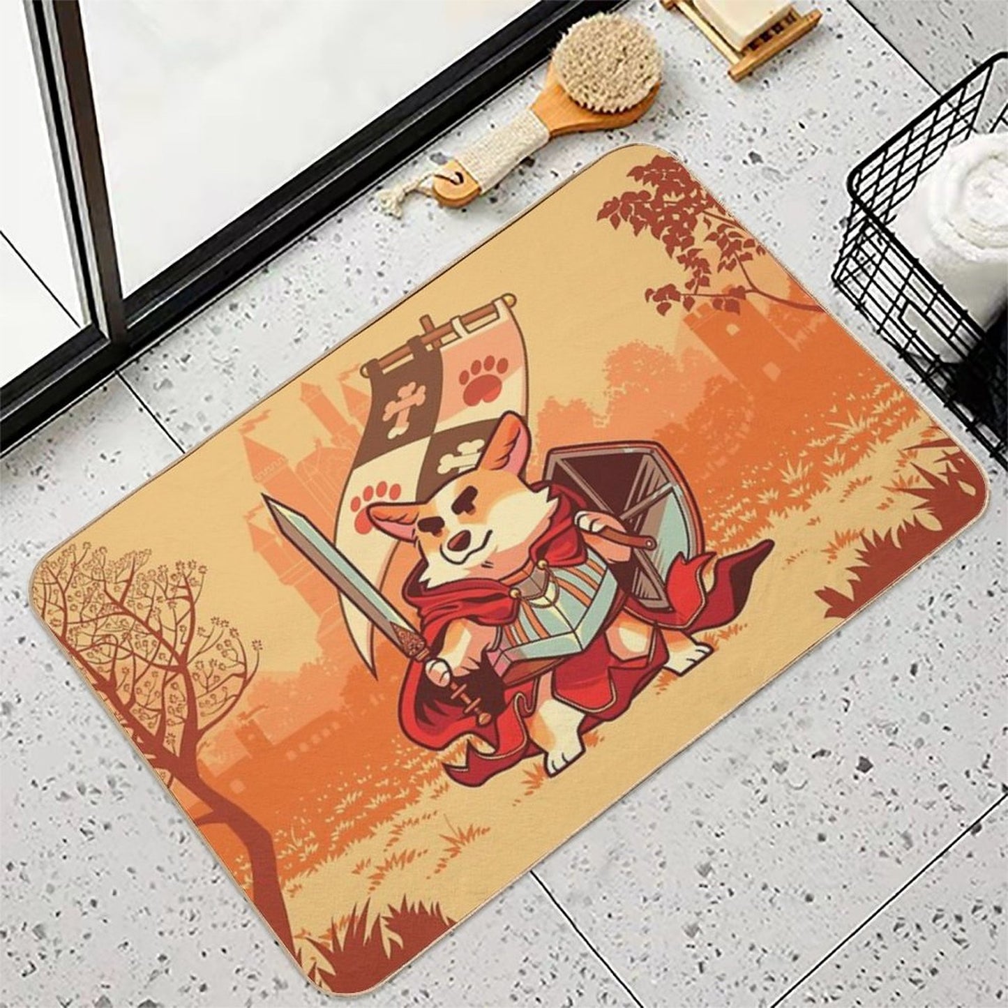 Corgi Knight  Rapid-Drying Bath Mat