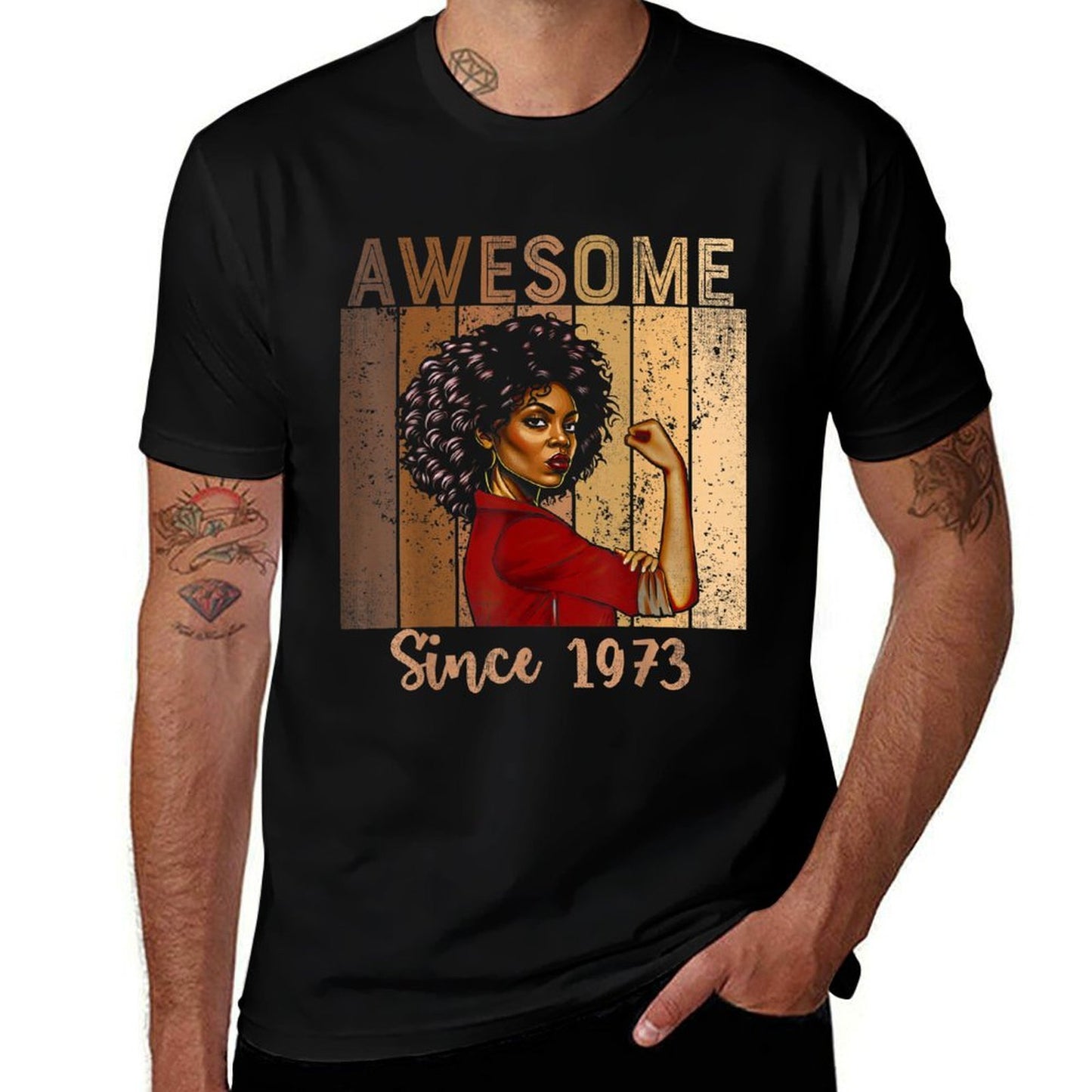 Black Strong Women Melanin African American 50th Birthday  Rolled Sleeves T-Shirt
