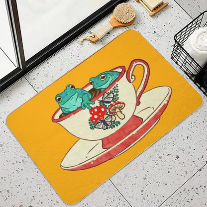 Tea Cup Frogs  Absorbent Bath Mat