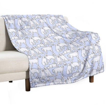 Great Pyrenees Cute Illustration Pattern Quick-dry Throw Blanket