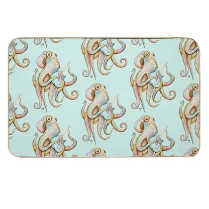 POLAH - The Axe Wielding Octopus (on Aqua)  Easy Maintenance Bath Mat