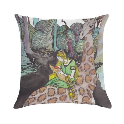 Giraffe And Foxchild Soft Fade-Resistant Throw Pillow