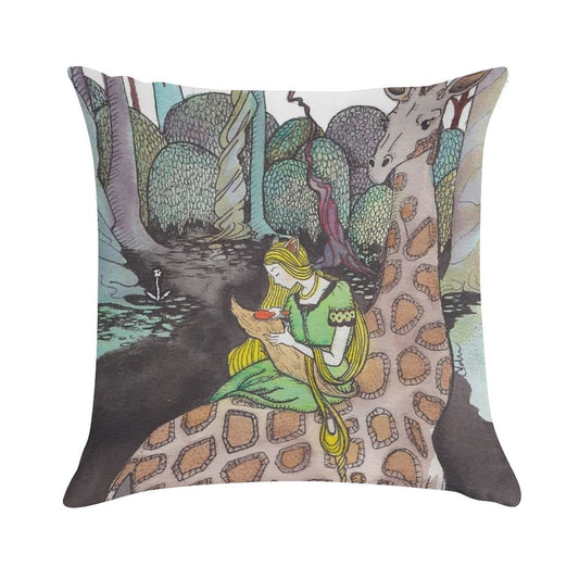 Giraffe And Foxchild Soft Fade-Resistant Throw Pillow