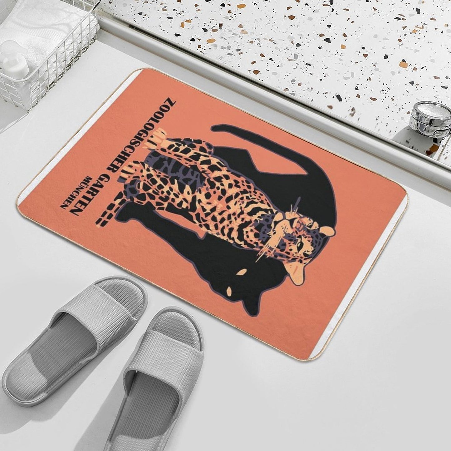 Retro Vintage Munich Zoo Big Cats  Slip-Resistant Bath Mat