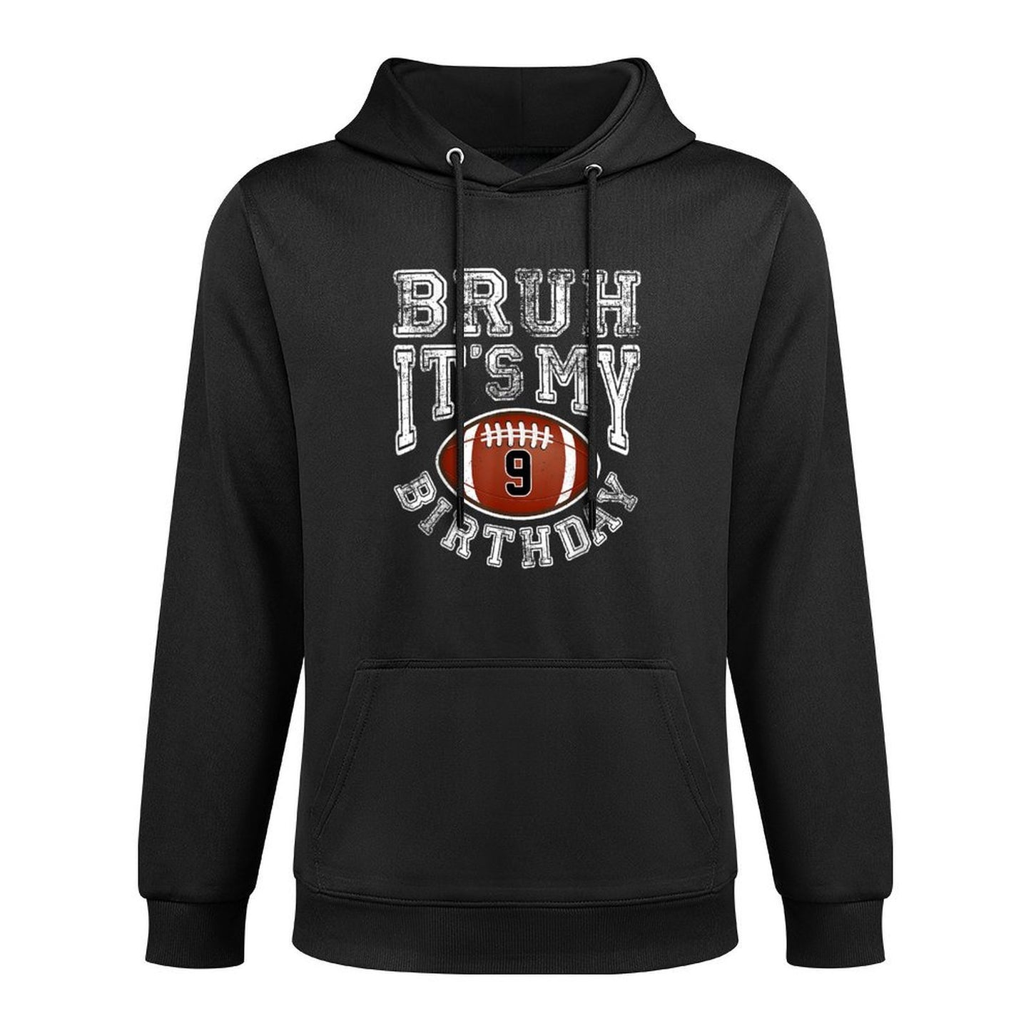 Bruh It's My 9th Birthday 9 Year Old Football Player Adjustable Hood Hoodie