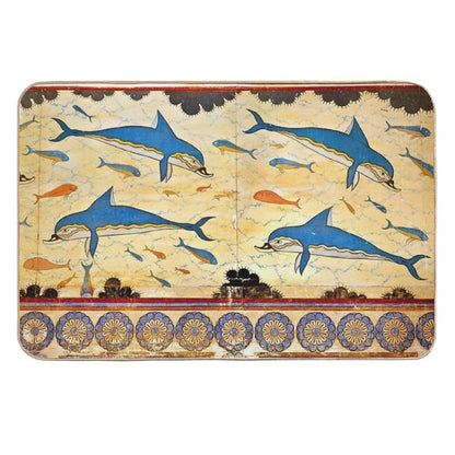 The Minoan Dolphins  Repositionable Bath Mat
