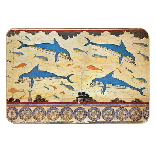The Minoan Dolphins  Repositionable Bath Mat