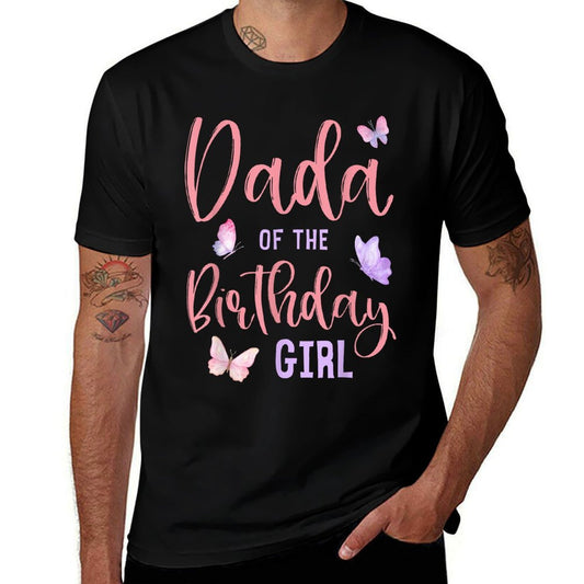 Dada of The Birthday Girl Butterfly Party Matching Family  Oversized Silhouette T-Shirt