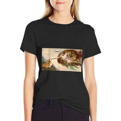 Boop The Snoot of Welsh Corgi Funny Korgi Dog Meme  Wrinkle-resistant T-Shirt