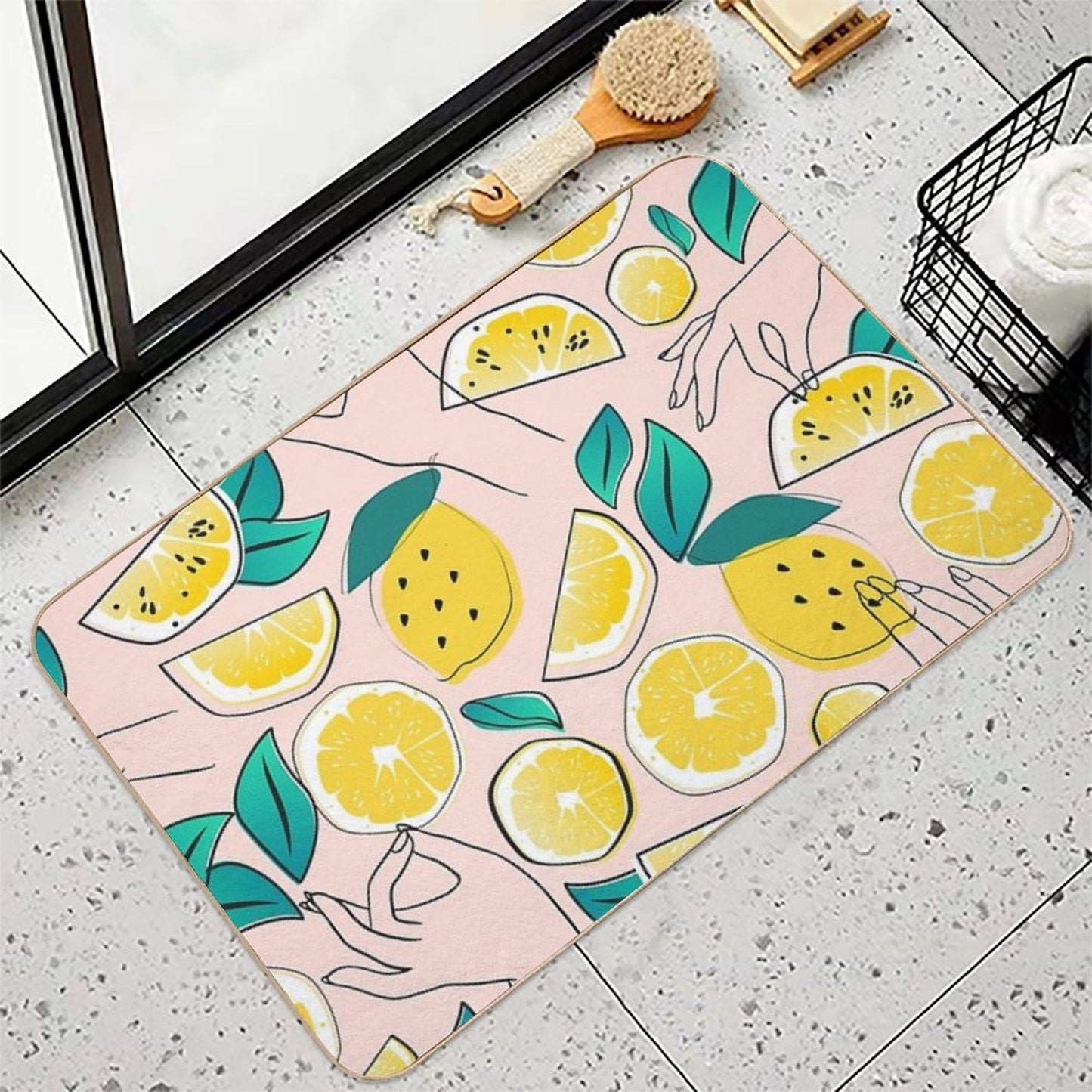 In Lemons We Trust #pattern #illustration  Fade-Resistant Bath Mat