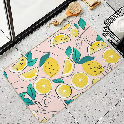 In Lemons We Trust #pattern #illustration  Fade-Resistant Bath Mat