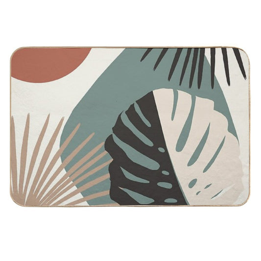 Minimal Yin Yang Monstera Fan Palm Finesse #1 #tropical #decor #art  Eco-Friendly Bath Mat