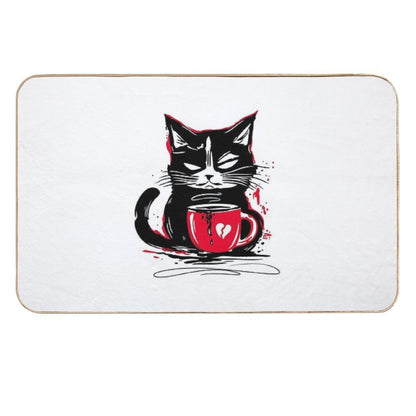 Coffee Cat Morning Grouch Coffee Cat  Dirt-Trapping Bath Mat
