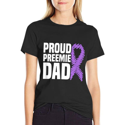 Proud Preemie Dad NICU Premature Birth Prematurity Awareness  Polyester Blend T-Shirt