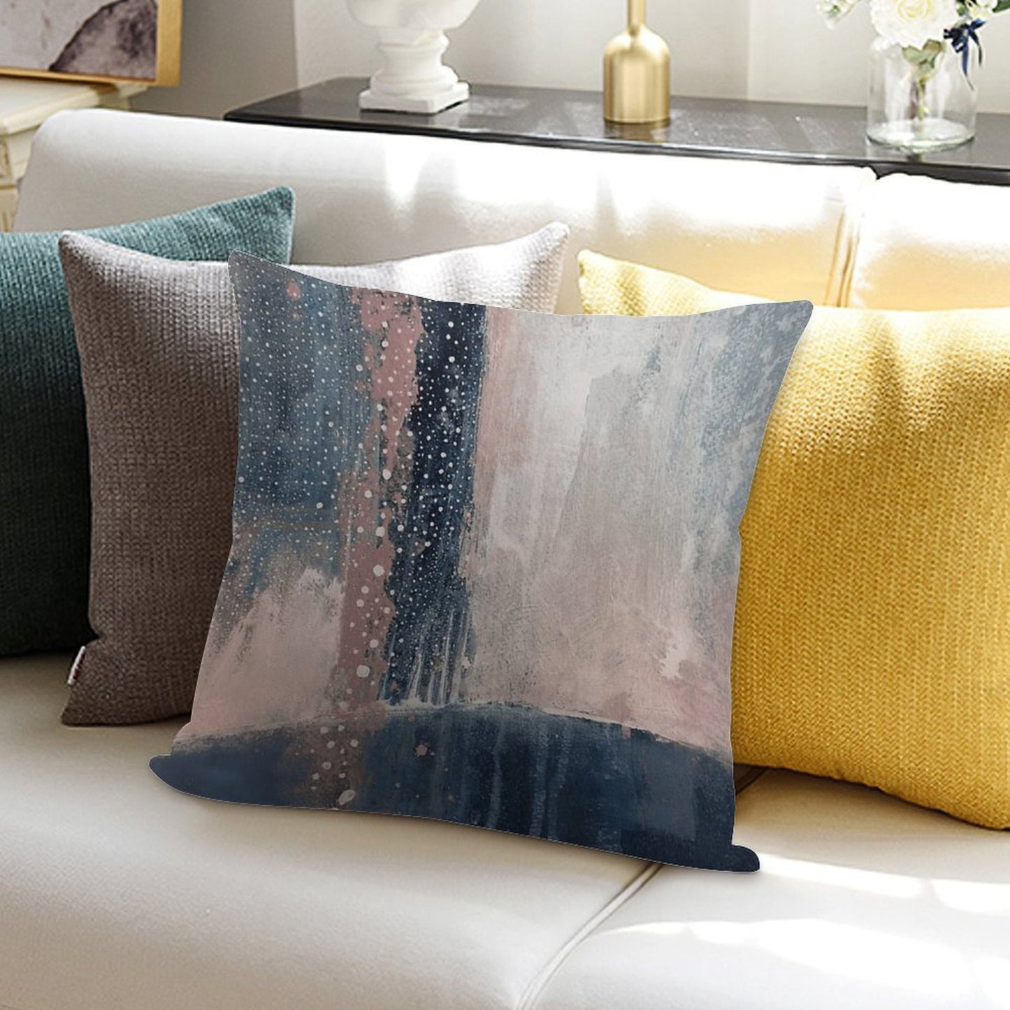 Pink Blue Abstract Soft Warmth Comfort Throw Pillow