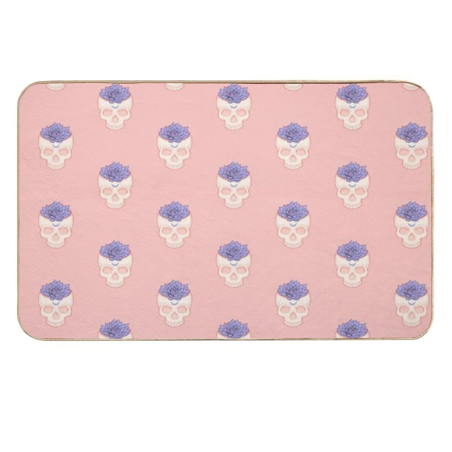 Skull Succulent  Lilac Purple  Non-Slip Bath Mat