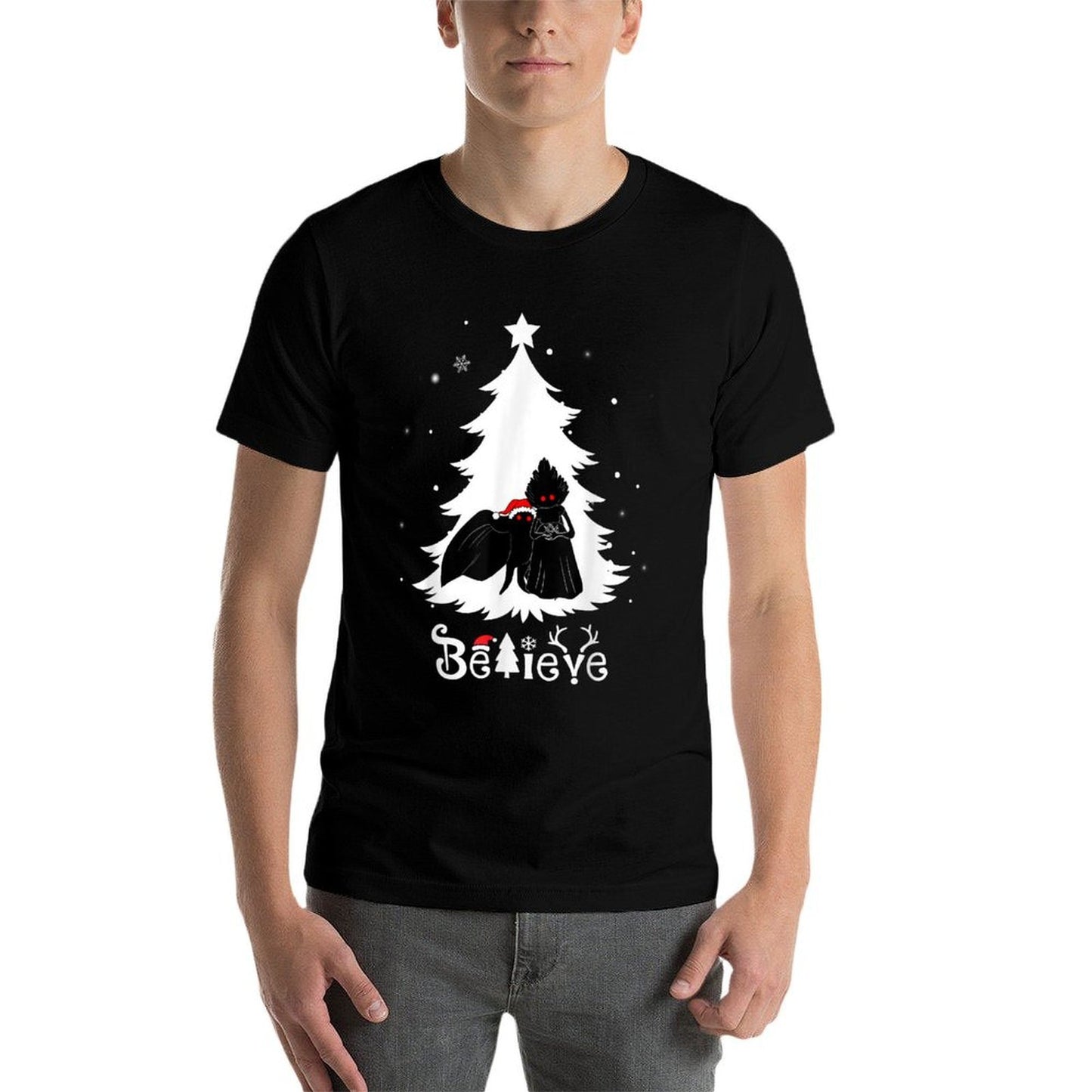 Believe Mothman And Flatwoods Monster Christmas Cryptid  Moisture-wicking T-Shirt