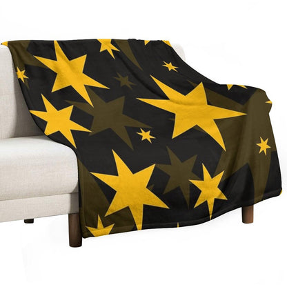Retro Pop Art Yellow Star Pattern Premium Throw Blanket
