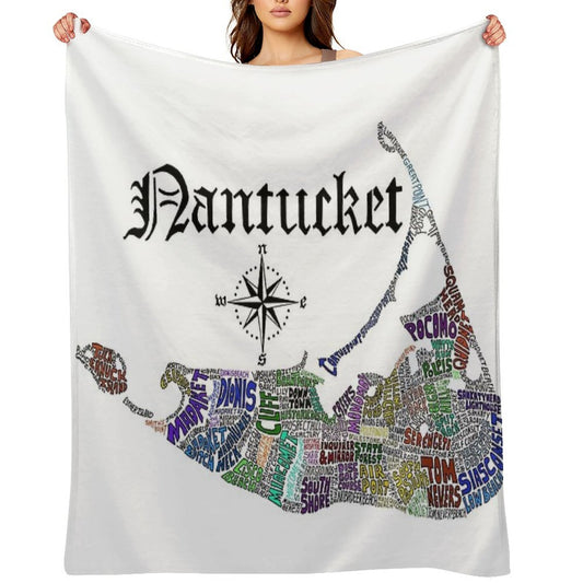 Nantucket Word Map Easy Care Throw Blanket
