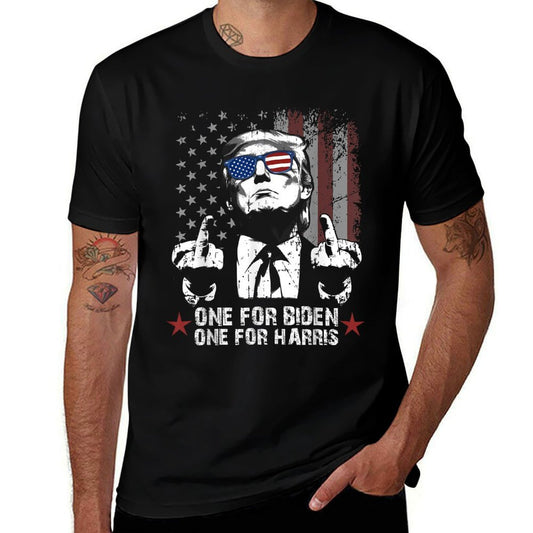 Trump 2024 US American One For Biden One For Harris  Cotton T-Shirt