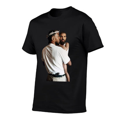 Kendrick Lamar Holding Baby Drake  Wrinkle-resistant T-Shirt