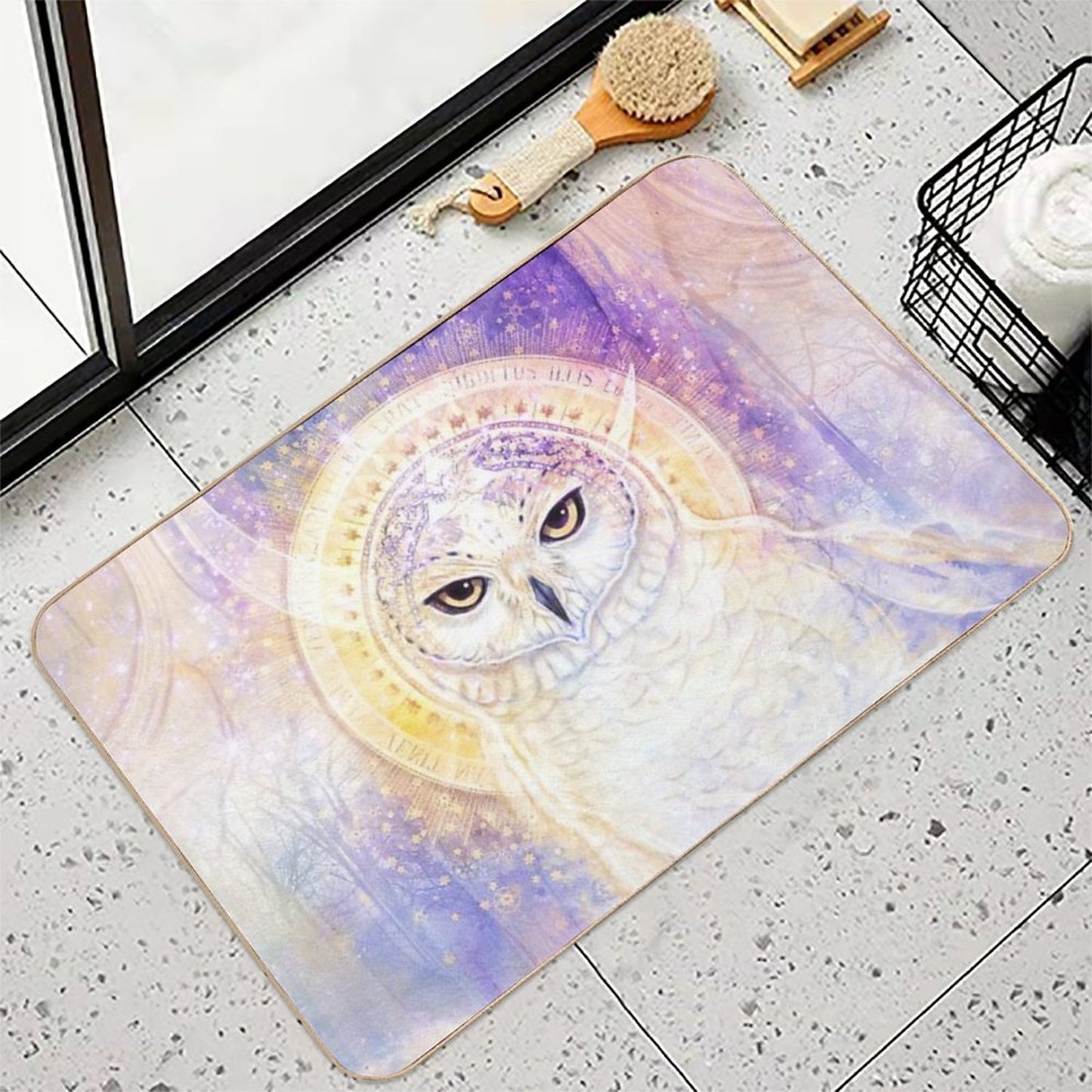 Snow Moon - Beautiful Snowy Owl Art, Magical Owl Art, Witchy Art  Long-Lasting Bath Mat