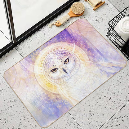 Snow Moon - Beautiful Snowy Owl Art, Magical Owl Art, Witchy Art  Long-Lasting Bath Mat