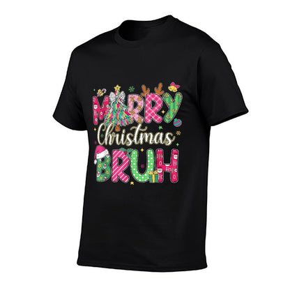 Bruh Christmas Kids Xmas Menn Boys Funny Christmas  Polyester Blend T-Shirt
