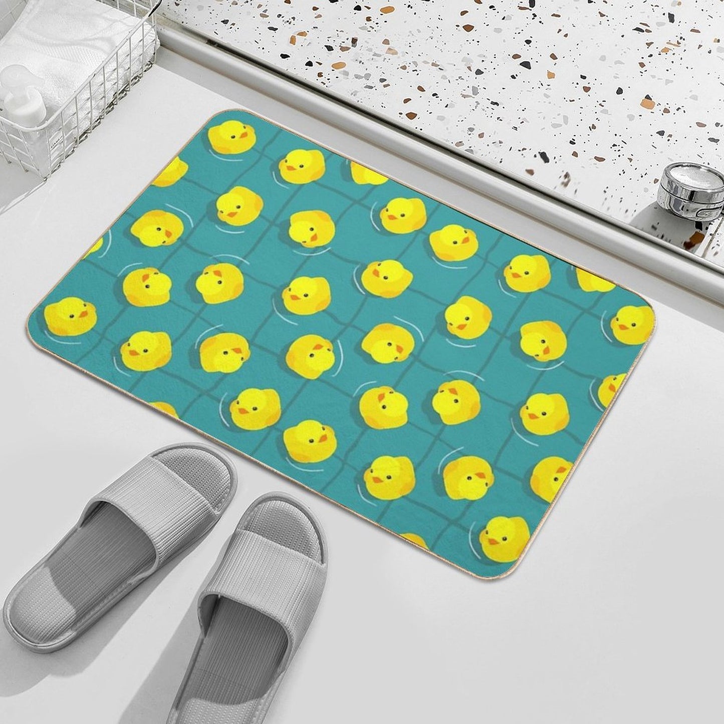 Rubber Ducks on Vacation  Easy Maintenance Bath Mat