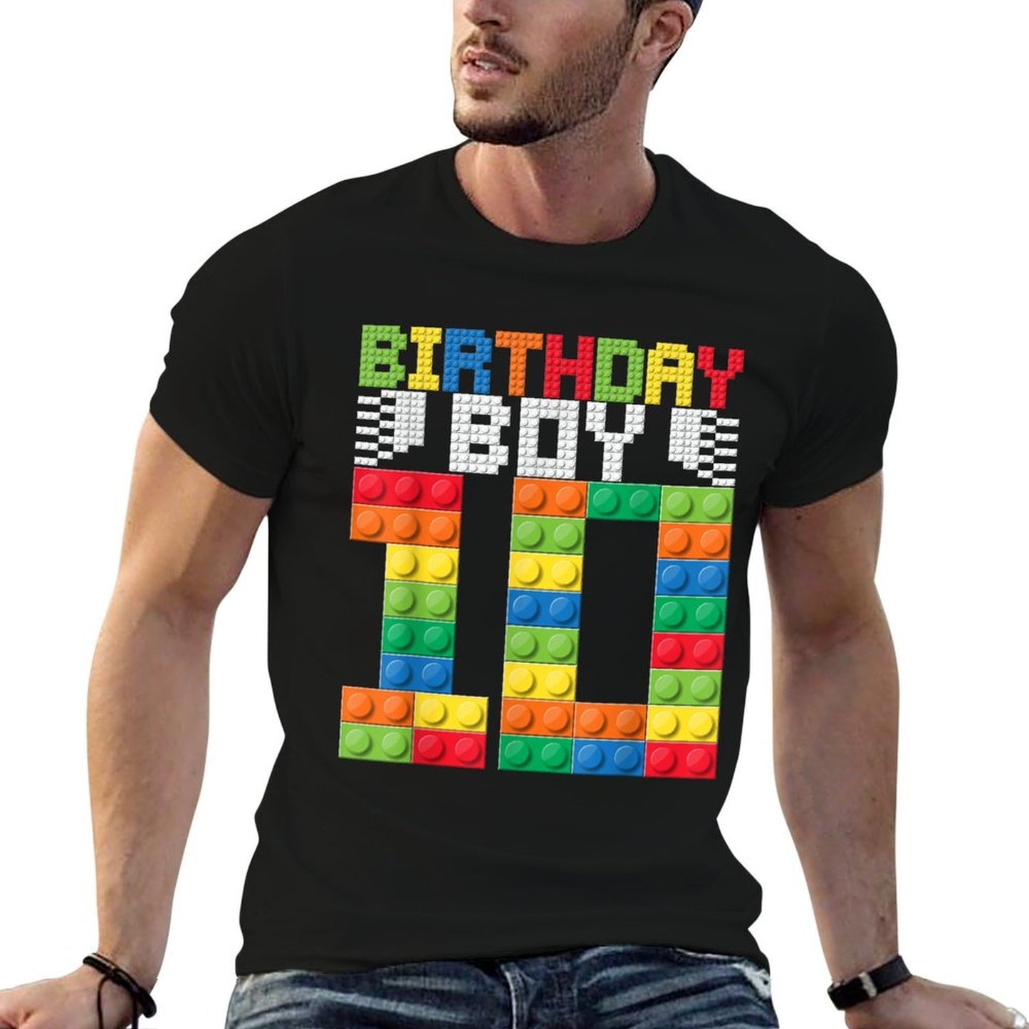 10th Birthday Kids Master Builder Ten Years Building Bricks  Affordable Price T-Shirt