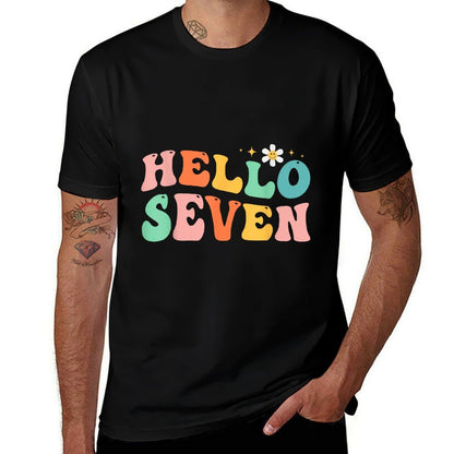 Hello Seven 7 Year Old 7th Birthday Girl Age 7 Bday  Affordable Price T-Shirt