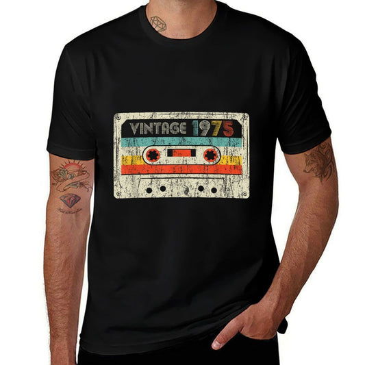 Vintage 1975 Classic Birthday 1975 Vintage Cassette Tape  Cotton T-Shirt