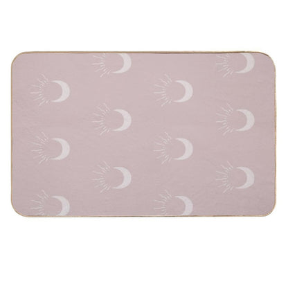Cute Sun And Moon Design Boho Aesthetic In Muted Colors Gray Pink  Versatile Bath Mat