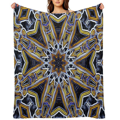 Mandala Eight Petal Talisman Yellow Plush Throw Blanket